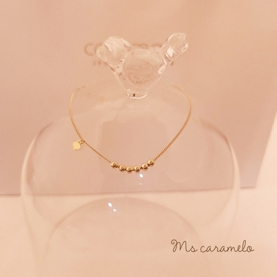 【焦糖小姐 Ms caramelo】925銀鍍K黃 愛心珠珠腳鍊