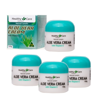 澳洲 Healthy care 綿羊蘆薈潤澤霜含維他命E(4入組 100g/罐) 即期品-2027年3月到期