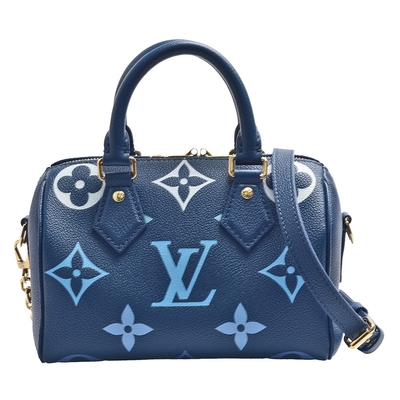 LV Louis Vuitton路易威登 M46517經典Speedy Bandouliere 20漸變色Empreinte皮革手提/斜背包(藍色)