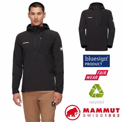 【MAMMUT 長毛象】男 Madris Light ML Half Zip Hoody 半門襟長袖上衣 1014-06050-0001 黑