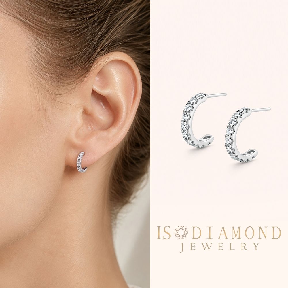 IS DIAMOND 鑽石耳環 C圈 銀月(培育鑽石)