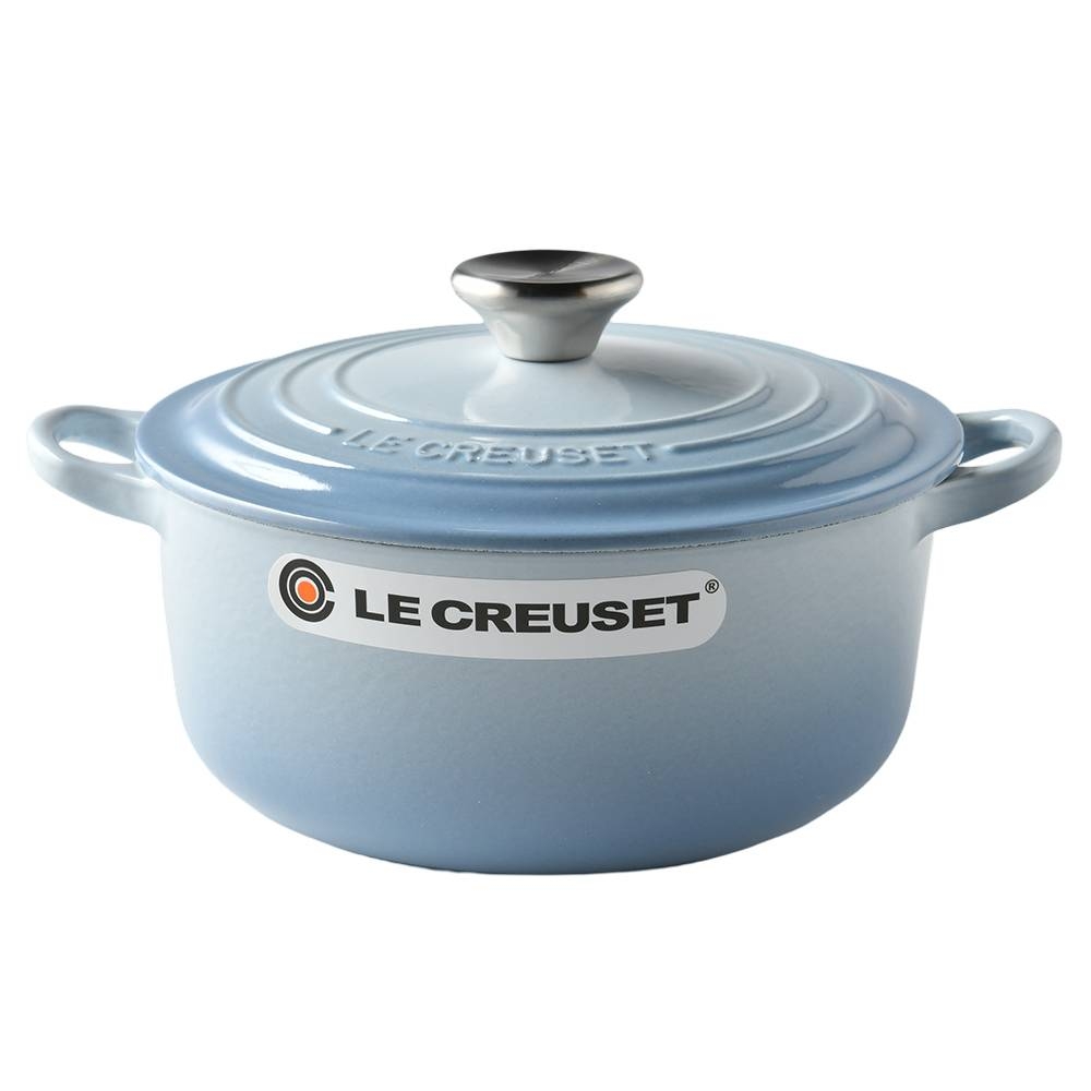 Le creuset 鑄鐵 鍋 Le Creuset 圓形鑄鐵鍋20cm 2 4L 海岸藍法國製湯鍋燉鍋 電磁爐IH爐可用 鑄鐵鍋