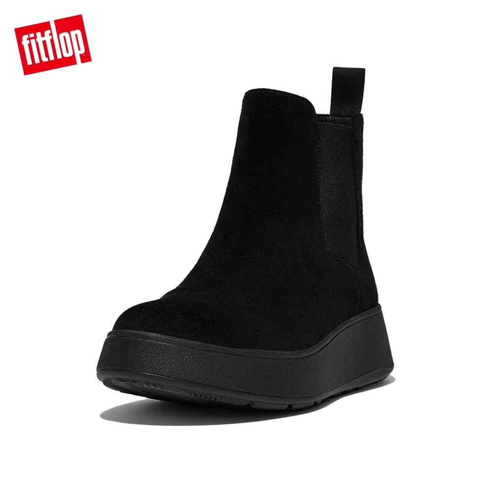【FitFlop】F-MODE SUEDE FLATFORM CHELSEA BOOTS麂皮厚底短靴-女(靚黑色)
