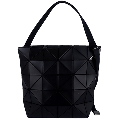 ISSEY MIYAKE 三宅一生BAOBAO 皮質三角方格6x5斜背包(黑) | 斜