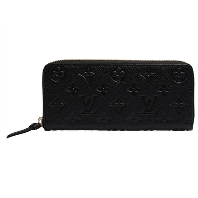 LV Louis Vuitton路易威登 M60171 Monogram Empreinte CLEMENCE小牛皮拉鍊長夾(黑)