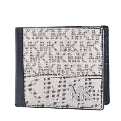 MICHAEL KORS Cooper 同色金屬標防刮LOGO證件六卡短夾-灰色