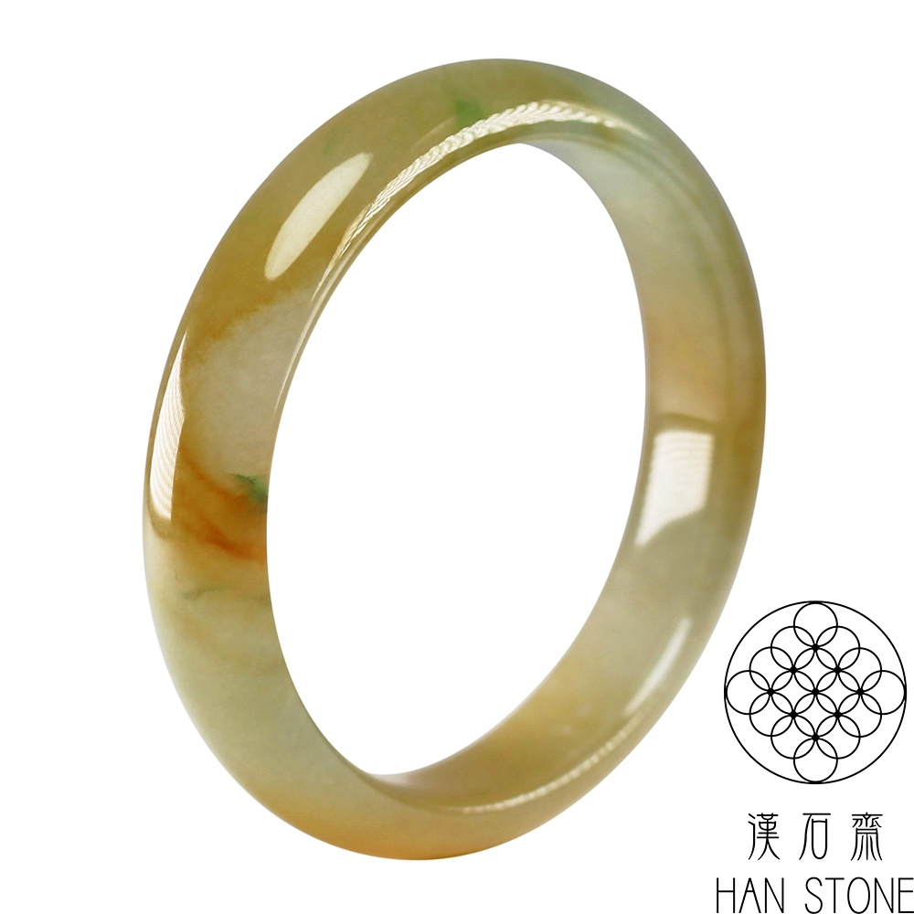 漢石齋】天然翡翠A貨手鐲玉鐲冰種三彩(手圍18.4/版寬13.1mm) | 漢石齋