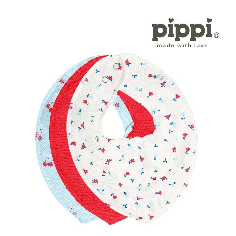Brands4kids 紅藍小花圍兜兜3件組_Pippi系列