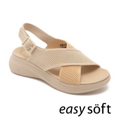 Easy Spirit-IEVA 輕量交叉綁帶厚底涼鞋-米色