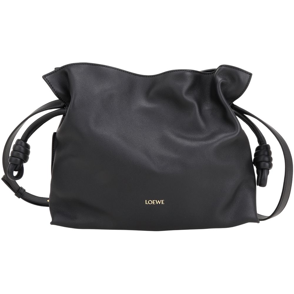 LOEWE 羅威 Flamenco 中號 納帕小牛皮扭結斜背包(黑色)