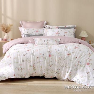 HOYACASA 特大抗菌天絲兩用被床包四件組-花箋私語