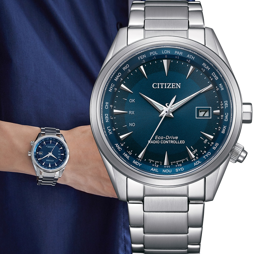 CITIZEN 星辰 GENT'S 萬年曆 Eco-Drive光動能電波腕錶-43mm CB0270-87L