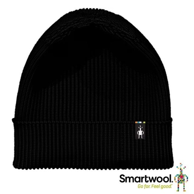 【SmartWool】美麗諾羊毛 SmartWool 聰明羊毛帽. 雙面針織羊毛帽.保暖帽.遮耳帽 SW002647-001 黑色