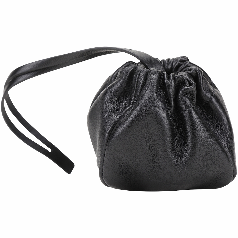 JIL SANDER Ripple 納帕皮革鬆緊束口零錢包(黑色) | 歐系精品包/配件