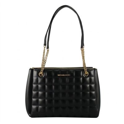Michael Kors  SOHO車縫環保皮革側肩/肩背/托特包(黑35S6G1SE2Y)