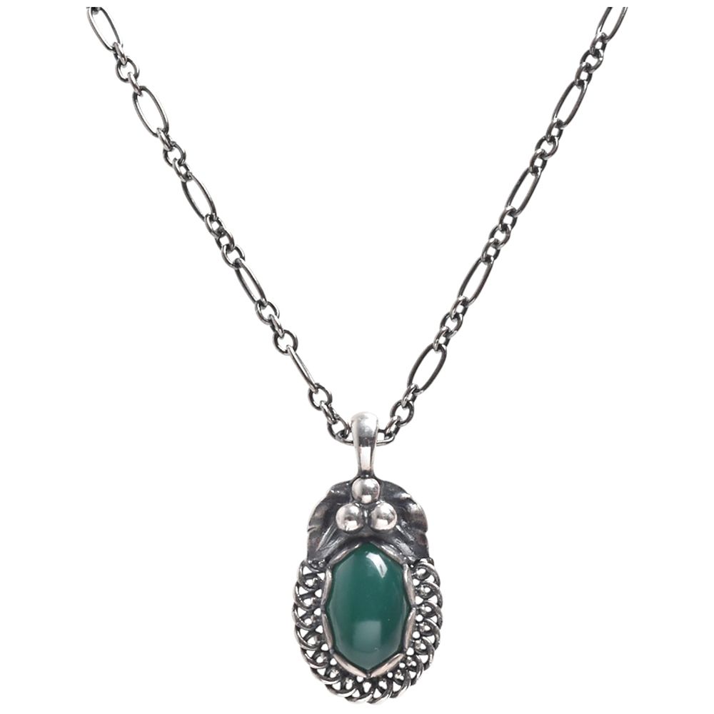 Georg Jensen 經典復刻1992-2012 Heritage系列925氧化純銀鑲嵌綠玉隨
