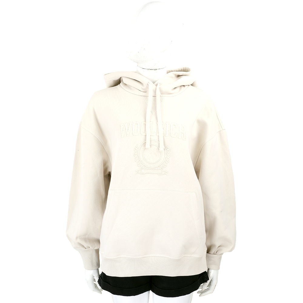 Woolrich Ivy Hoodie 絨毛字刺繡標誌杏色連帽運動衫 大學T(女款)