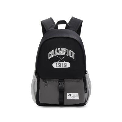 Champion 官方直營 中性 C-LIFE 刺繡後背包-黑灰色(U5AACPU07U1)