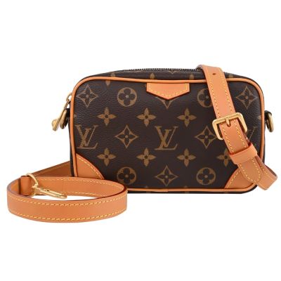 LOUIS VUITTON路易威登 LV M14058 Trocadéro 經典老花拉鍊斜背包/相機包(咖)