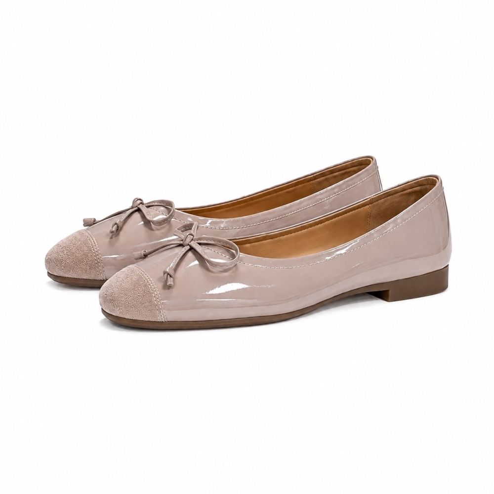 viina法式方頭蝴蝶結平底娃娃鞋-粉 (viina)
