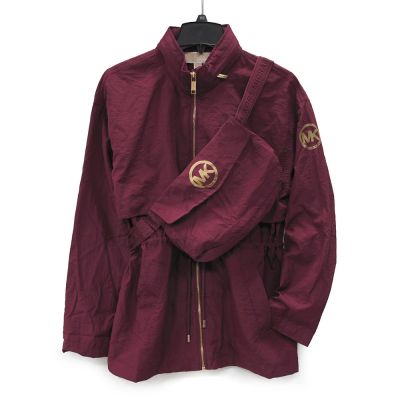 MICHAEL KORS 防潑水收納斜背型風衣外套(深寶石紅)