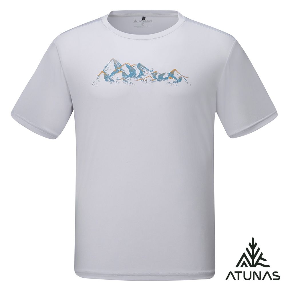 【ATUNAS 歐都納】男款循環ATUNAS-TEX短袖T恤A2TS2610MC灰/透氣/快乾排汗/簡約圖T/山形印花 (灰)