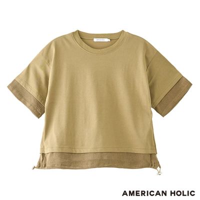 〈AMERICAN HOLIC〉網紗拼接抽繩上衣