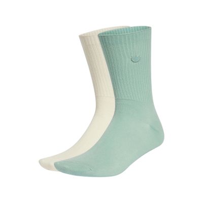 adidas 休閒襪 Crew Sock 2PP 綠 米白 襪子 長襪 中筒 三葉草 愛迪達 2雙入 IX7603