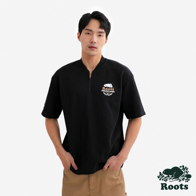 Roots 男裝-OUTDOOR CLUBHOUSE 圓領上衣-黑色