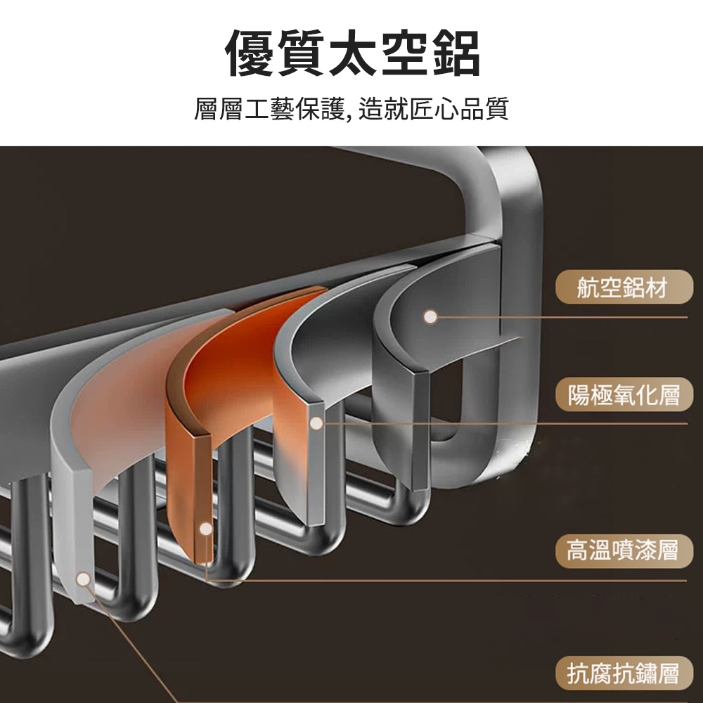 免打孔浴巾架浴室置物架太空鋁毛巾架壁掛架收納架| 毛巾架| Yahoo購物中心