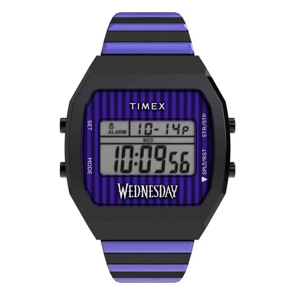 TIMEX  天美時 x Wednesday 36毫米 熱門影集《星期三》聯名電子錶(黑紫TXTW2Y19500)
