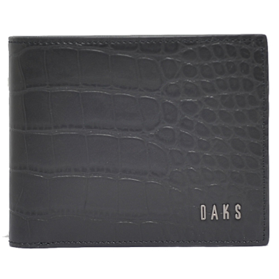 DAKS 經典鱷魚壓紋品牌字母LOGO卡片證照機能短夾(黑色)