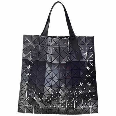 ISSEY MIYAKE 三宅一生BAOBAO亮面幾何方格10X10手提包(銀灰色)