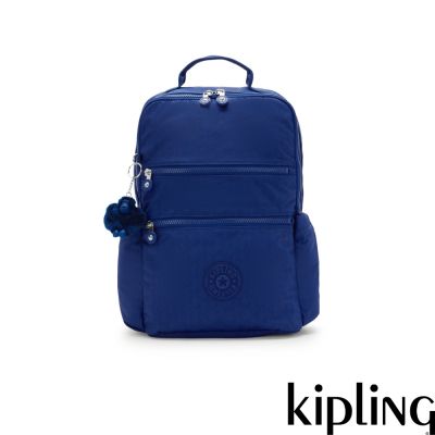 Kipling 深藍紋理多層收納後背電腦公事包-BIANA