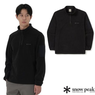 【Snow Peak SK】男 韓版 抓絨半開拉鍊衛衣.上衣.中層衣_SKS25WMFZT74 BK 黑