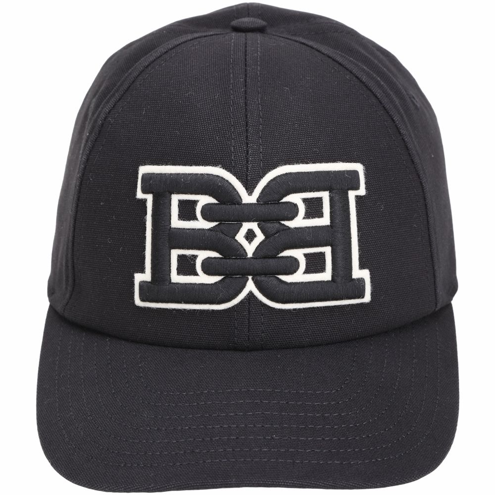 BALLY 字母刺繡棉帆布棒球帽-多款可選 (雙B字母刺繡補丁-黑色)