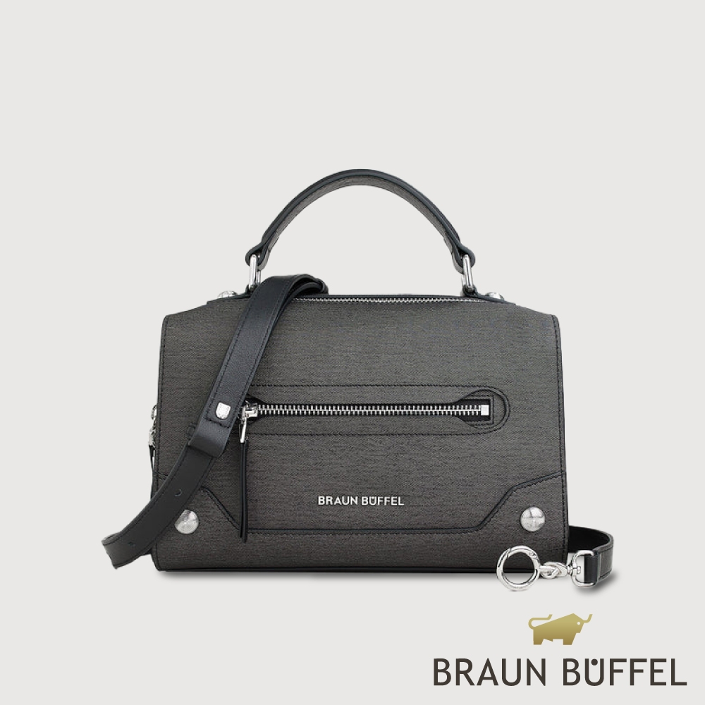 【BRAUN BUFFEL 德國小金牛】台灣總代理 絲塔莎 手提包-黑色/BF866-47-BK