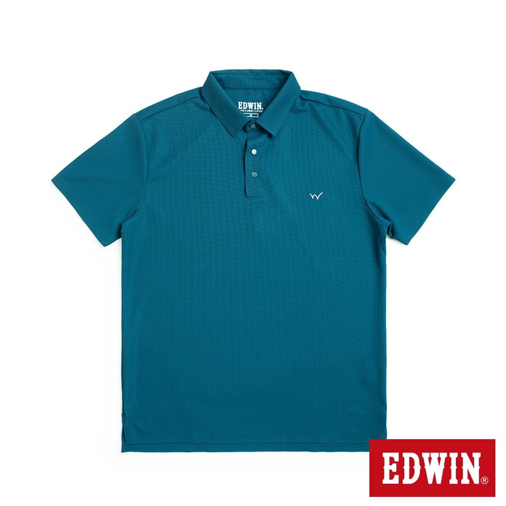 EDWIN 男裝 華夫格短袖POLO衫-灰藍色