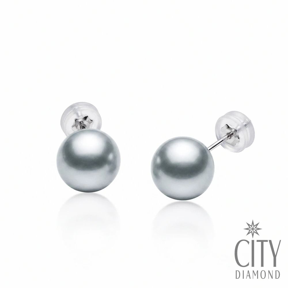 【City Diamond 引雅】網路獨家 日本AKOYA珍珠 7.5-8mm 真多麻色 純銀 耳環 (東京Yuki系列)