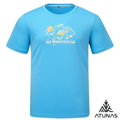 【ATUNAS 歐都納】好GOAL力循環短袖排汗抗菌T恤A6TS2601NC水藍/英國印花/快乾排汗衣/運動休閒/中性款/男女共穿