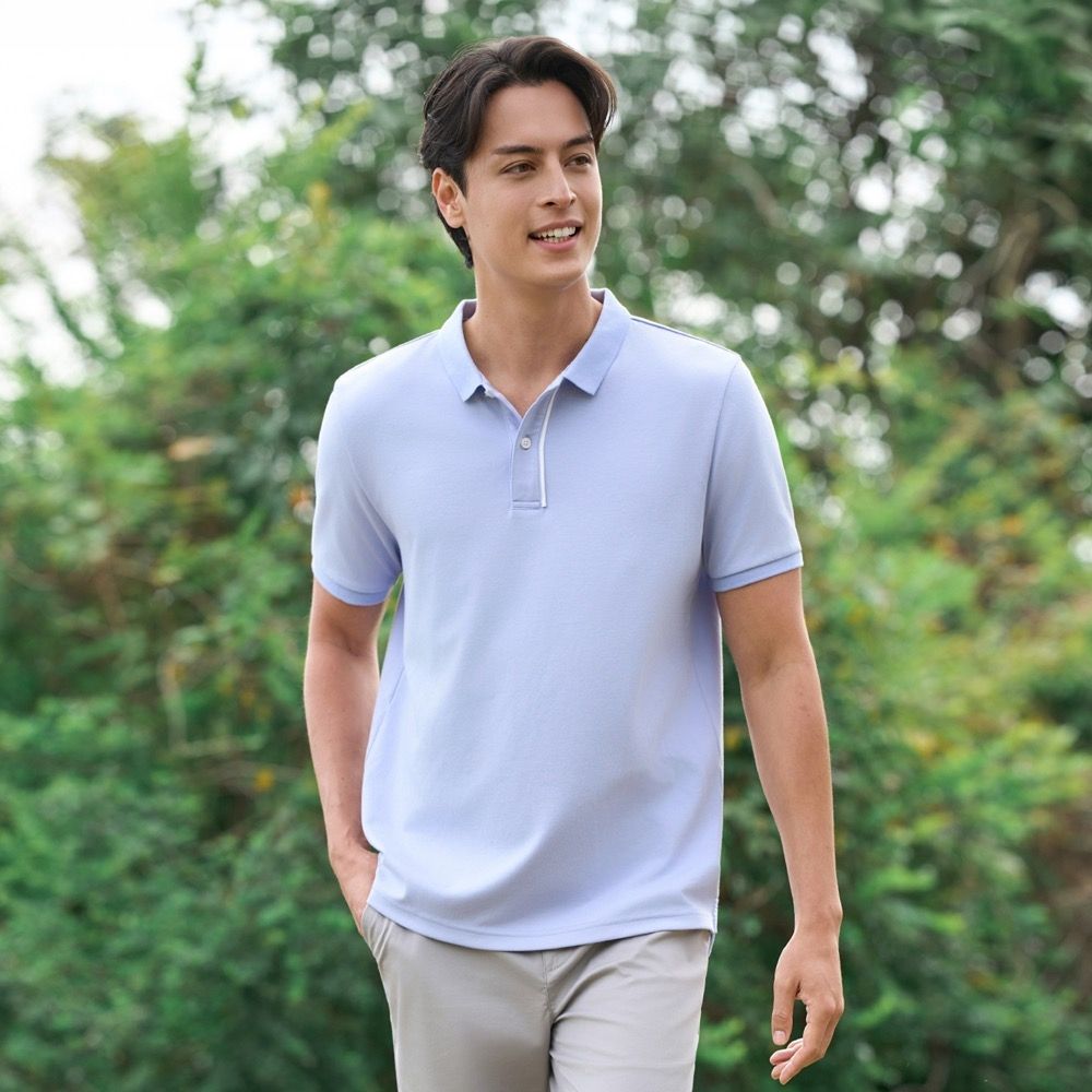 GIORDANO 男裝涼感抗UV短袖POLO衫【多色任選】 (74 霧海藍)
