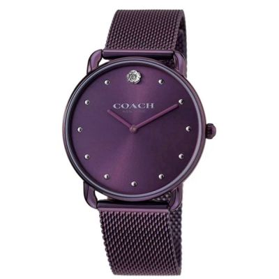 COACH 官方授權 經典米蘭帶時尚腕錶 優雅輕奢時尚 紫色-女錶(CO14504211)36mm