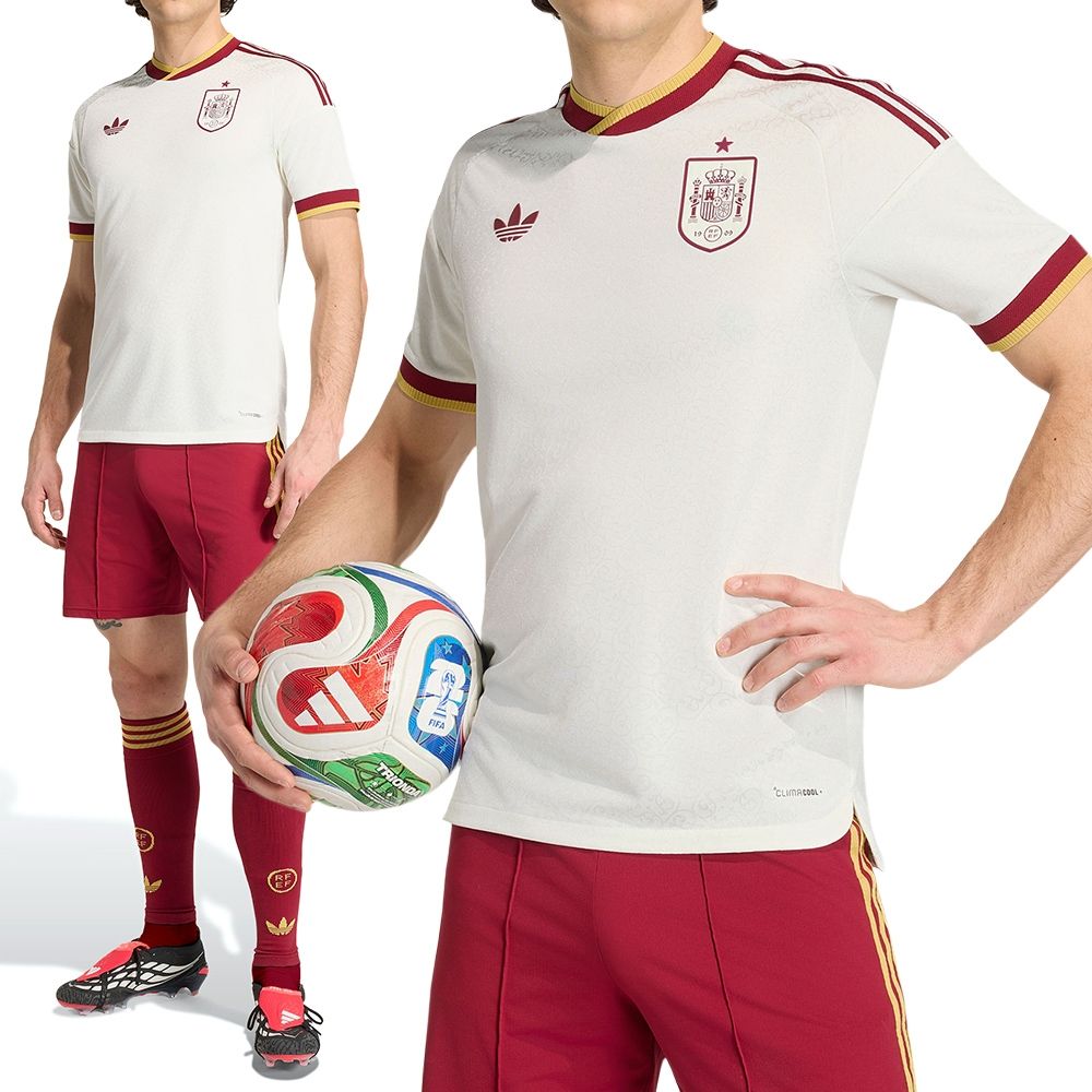 Adidas RFEF A JSY AU 男款白色世界盃西班牙客場球員版球衣吸濕排汗短