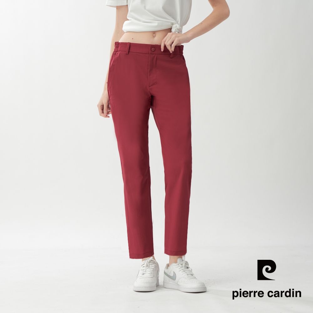 pierre cardin 皮爾卡登 網路獨家 男女款 透氣速乾休閒長褲(多色任選) (女款-紅色)