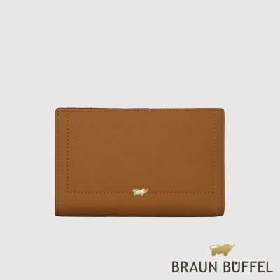 【BRAUN BUFFEL 德國小金牛】台灣總代理 婕娜 11卡兩折中夾-麥色/BF2005-502A-BRA