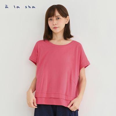 a la sha 寬鬆圓領打褶短T