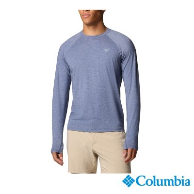 Columbia 哥倫比亞 男款-防曬UPF30快排長袖上衣-PFG Uncharted 夜幕藍 UFM59650JG/JF