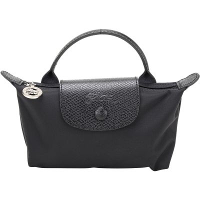 LONGCHAMP Le Pliage One 奔馬烙印牛皮單色萬用小提包 化妝包(黑色)