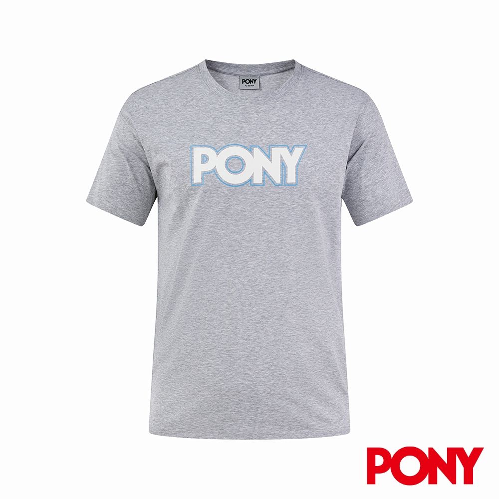 【PONY】經典LOGO 抑菌抗臭 冰感顆料降溫 微落肩 寬鬆 中性 T恤 四色任選 (麻灰)
