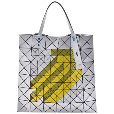 ISSEY MIYAKE 三宅一生BAOBAO亮面透光幾何方格6X6手提/托特包(限量版-香蕉圖騰)